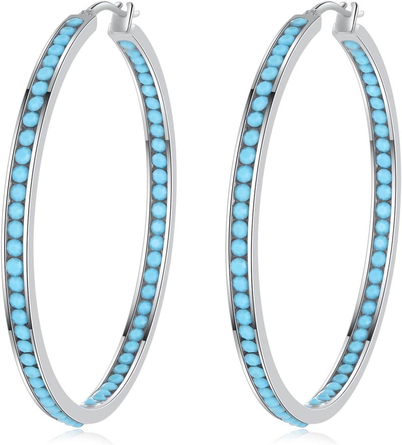 CiNily Mult-colors Crystal Stainless Steel Hoop Earring for Women Hypoallergenic Jewelry for Sensitive Ears Large Big Hoop Earrings 2" - Image 1